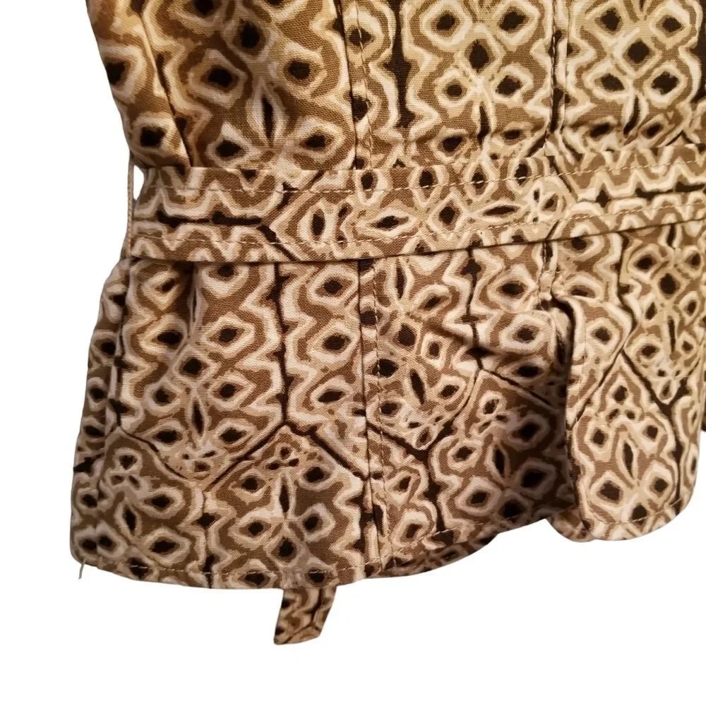 Banana Republic Tan Brown Short Sleeve Safari Print Jacket Size 0   8 374 - Picture 5 of 11